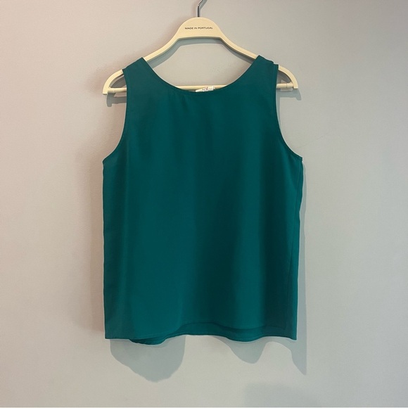 Teal Green Casual loose Tank Top Petite Size 6 Small Flowy - Picture 3 of 3
